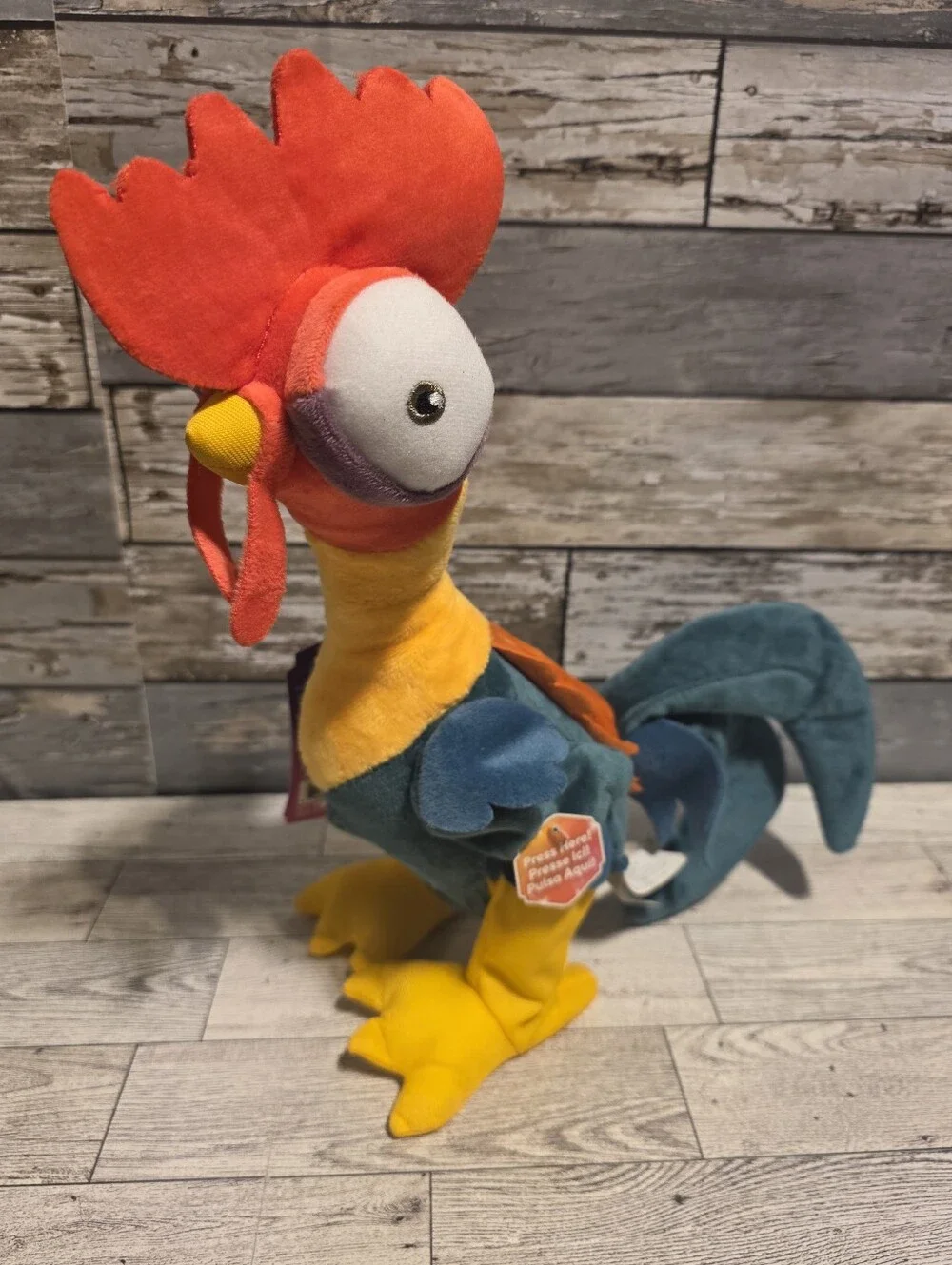 Disney Multicolor Plush Rooster Toy - Red, Orange, Yellow, Blue, Teal